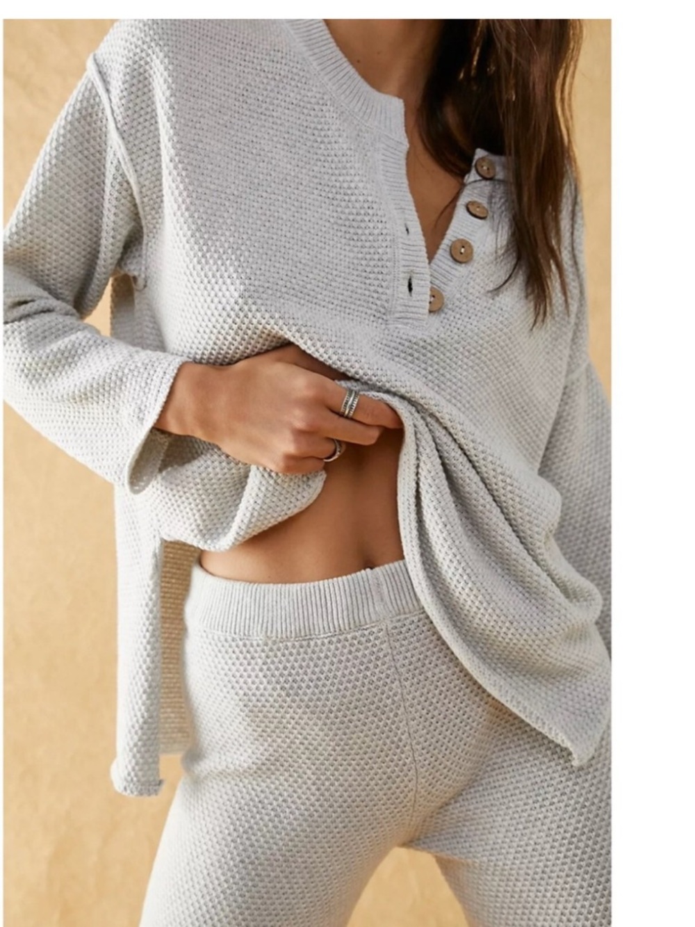 Free People Beach Haliee Sweater Set in Ivory Heather Size xl